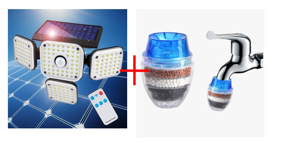 combo Lampara Solar y Filtro de agua